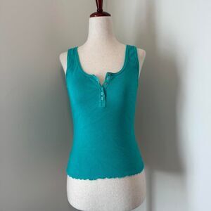 energie teal y2k henley style tank medium